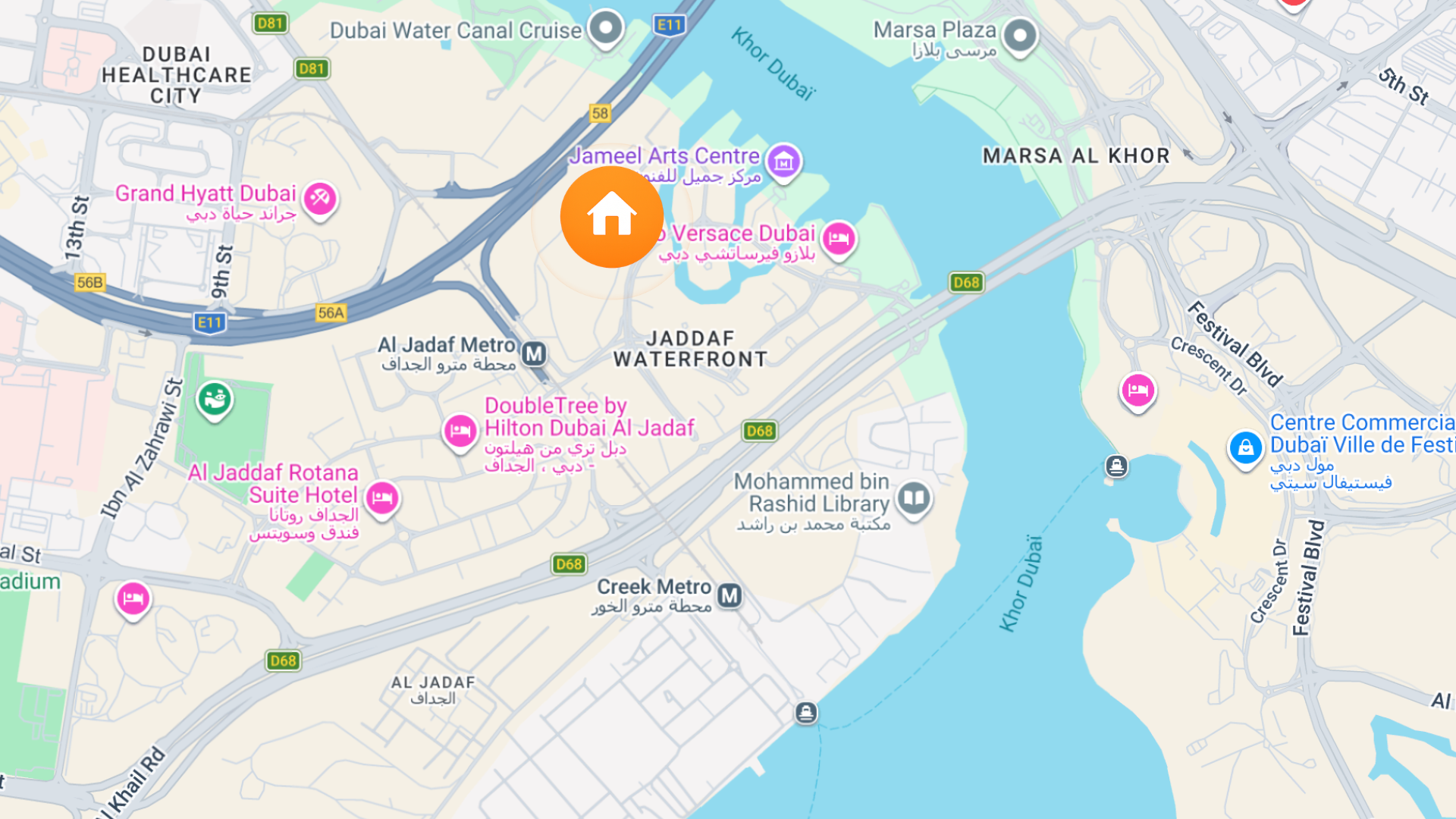Map of Studio Apartment, Al Jaddaf Waterfront, Al Jaddaf, Dubai