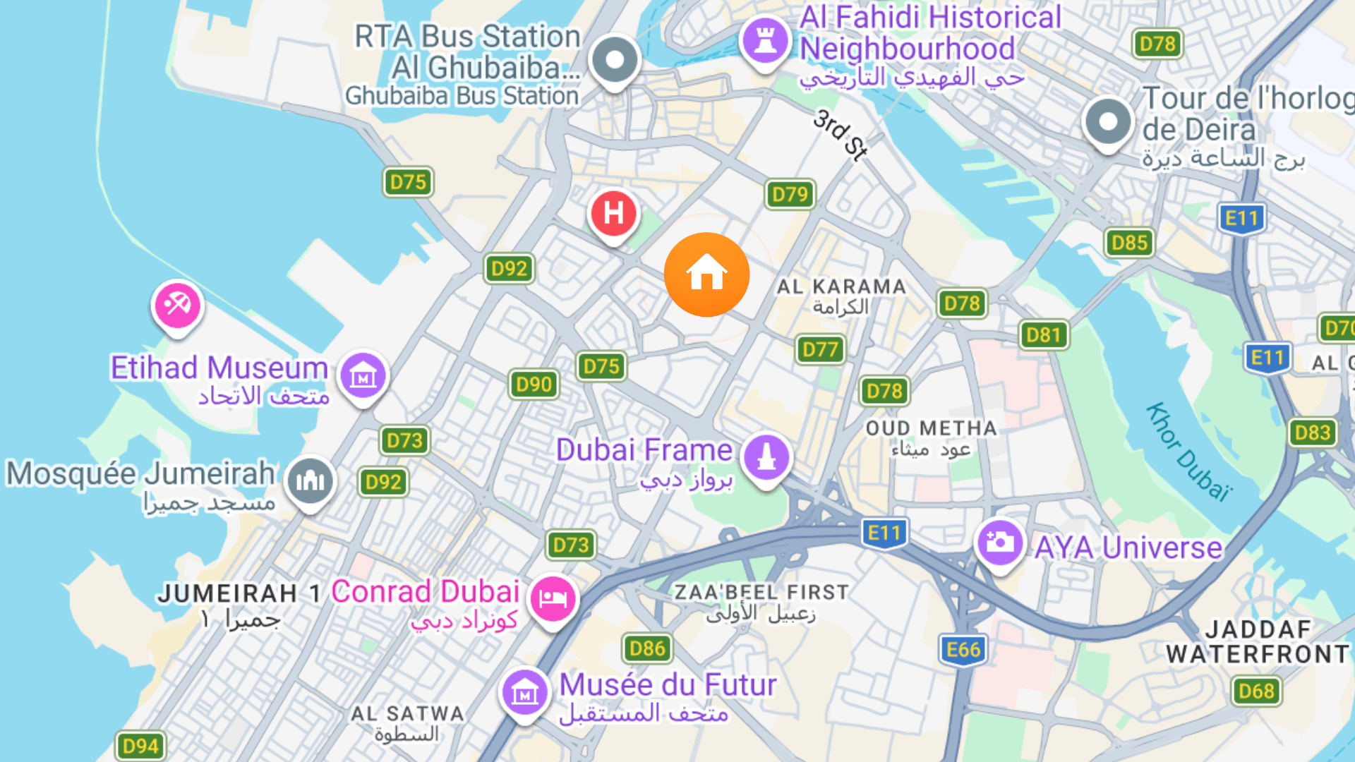 Map of Studio Apartment, Al Mankhool, Bur Dubai, Dubai