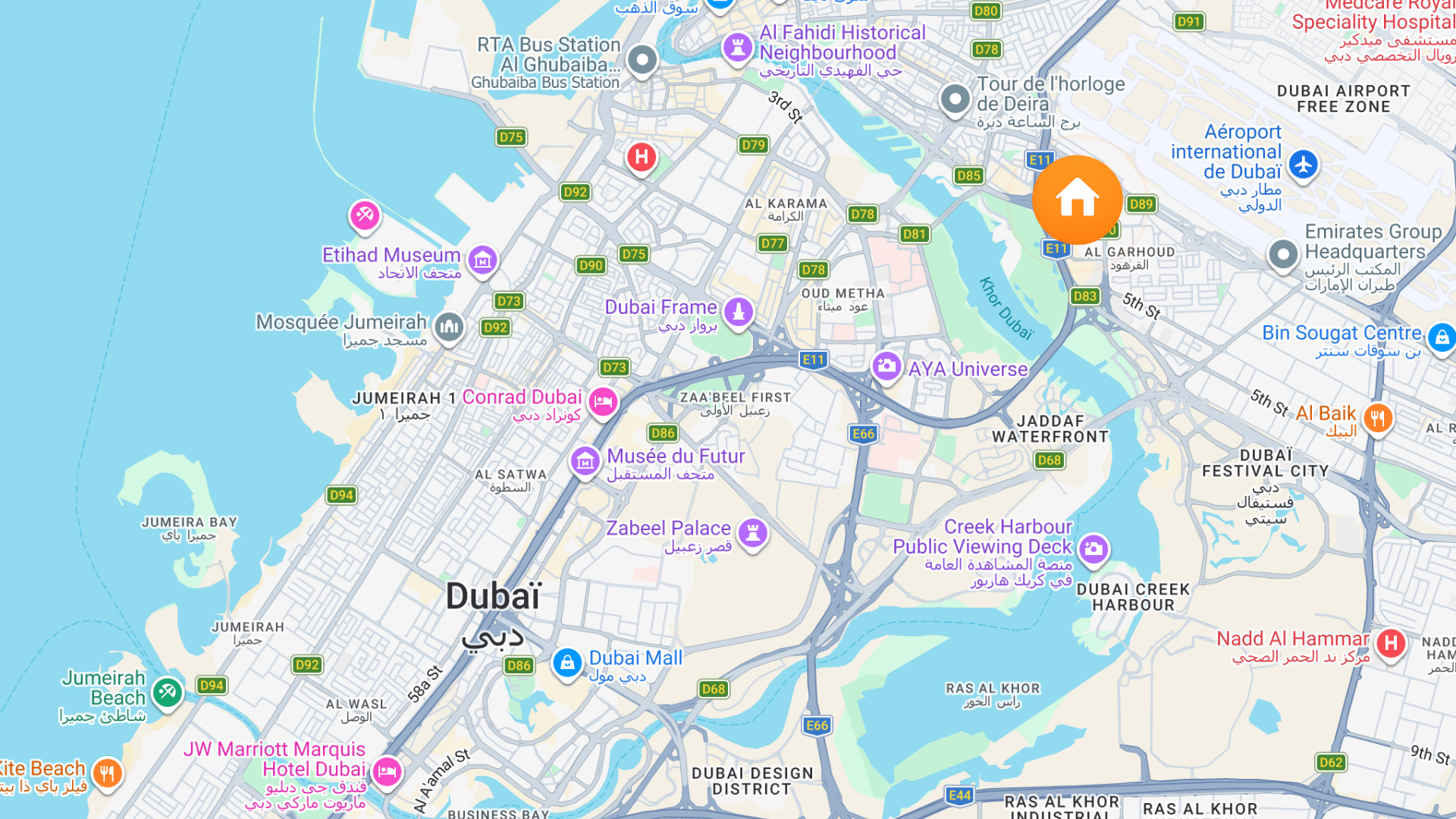 Map of Hotel Room, Al Garhoud, Deira, Dubai