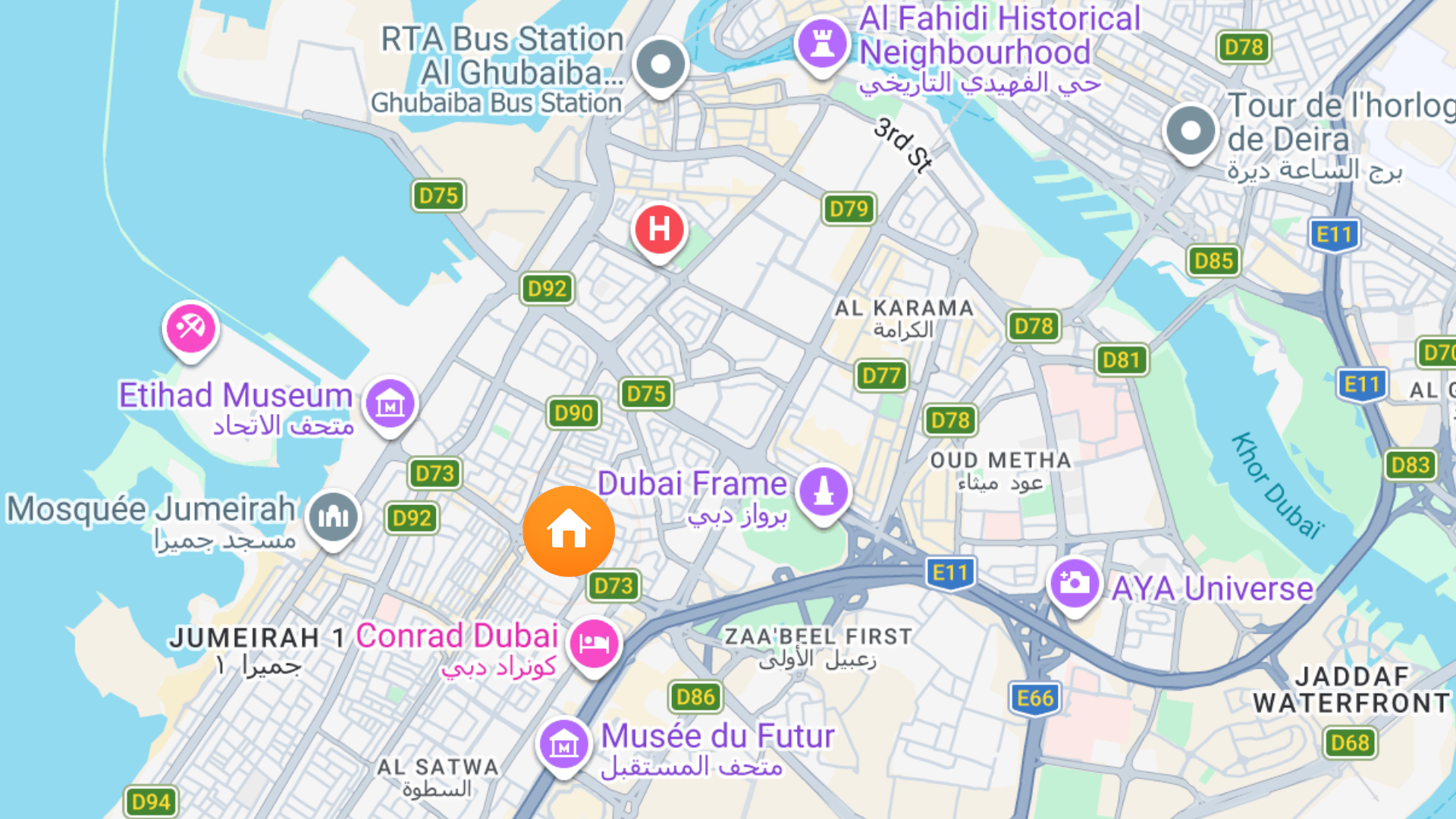 Map of Hotel Room, Al Jafiliya, Dubai